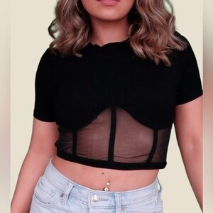 Black Sheer Crop Top